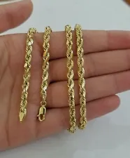 Real 10k Gold Rope Chain 4mm 18 Inch Diamond Cut Necklace On Sale Free Shipping