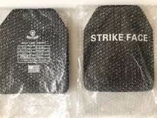 Tactical Level III+ Alumina Ceramic PE Curved Body Armor Plates PAIR 10 x 12