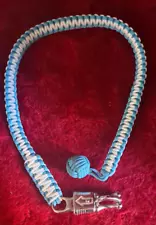 Paracord Motorcycle Get Back Whip for Biker Handlebar with Ball/White & Turquois