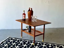 Danish Modern Grete Jalk Teak Serving Cart, Bar Trolley, Expandable Top