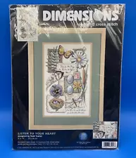 Cross Stitch KIT craft project Listen to Your Heart picture Nature theme Trainer