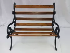 Wood Slat Wrought Iron Bench Furniture for Dolls-14.5"x8"x12"