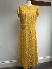 Whistles Isla Dandelion Dress UK 16 Yellow Midi Midaxi Floral Holiday Holly