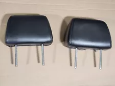 07-14 GM Chevy SUV Truck Front Left Right Headrest Black Leather OEM Pair Set