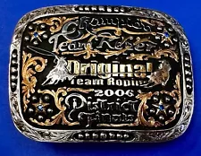 Original Champion Team Roper District Final Rodeo Trophy Belt Buckle by Outlaw