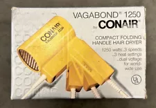 Vintage 1984 CONAIR VAGABOND Mini Hairdryer Travel Compact Yellow 1250 Watts