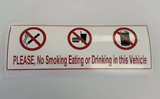 No smoking eating drinking Sticker Taxi Cab Bus Coach LGV