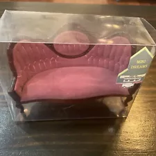 Mini Dreams Dollhouse Minature Victorian Walnut Pink Velvet Sofa NEW Elegant