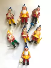 ASSORTED LOT 7 PLASTIC GARDEN GNOMES DWARFS