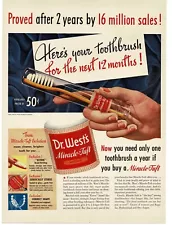 1941 Dr. West's Miracle Tuft Toothbrush Dental Oral Care Vintage Print Ad