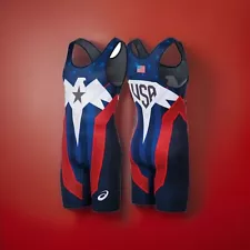 NEW RARE men's USA wrestling singlet | adult L | blue red white