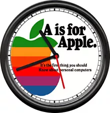 Apple Computer Dealer Sales Service Original Retro Vintage Art Sign Wall Clock