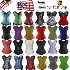 #Sexy2 Black Boned Waist Training Overbust Lace Up Corset Bustier Top Shaper AM