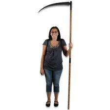 Grim Reaper Sickle | 24" Black Forged Curved Blade | 79" Overall Length