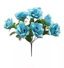 Open Rose Pack of 12 Bushes 14in Aqua