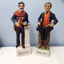 Wyatt Earp Doc Holliday Americana Porcelain Decanters McCormick EMPTY Wild West