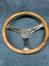 Vintage Superior Wood Steering wheel 60s -70s era custom accessory 13.5"