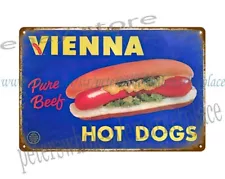 Vienna Beef Chicago hotdog restaurant fast food metal tin sign wall artwork sale