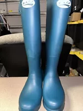 ROCKFISH WOMEN ORIGINAL TALL ADJUSTABLE NATURAL RUBBER RAIN BOOTS TURQUOISE SIZE