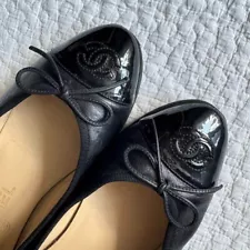 CHANEL Ribbon Ballet Shoes Coco Mark Pumps US 6.5