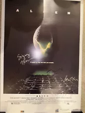 Alien 1979 Movie Poster Cast Signed Premiere Rare COA Badge Authentic PSA 1/1