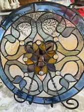 Stained Glass Window Handcrafted 12” Round Victorian Frances Suncatcher