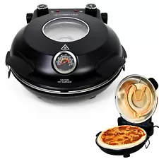 Electric Pizza Oven with Ceramic Stone, Viewing Window, Adjustable Heat Control