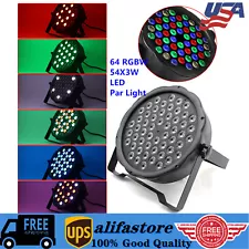 DJ Slim Par64 RGBW 54X3W LED Light PAR 3in1 DMX Outdoor Color Mixing Stage Lamp