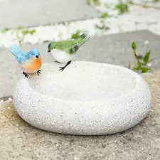 Bird Baths for Outdoors, Antique Outdoor Garden Bird Bath Resin Birdbath Bowl wi