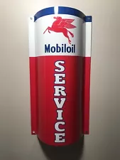 Mobiloil Mobilgas Mobil Service Curved Metal Gasoline Gas sign Pump Oil WOW!!!