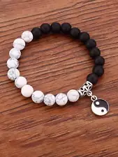 Yin & Yang Charm Beaded Bracelet for Women Crafted Jewelry Stackable Bracelets