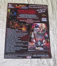 2015 SPOOKY PINBALL ROB ZOMBIE'S SPOOKSHOW INT. PINBALL FLYER