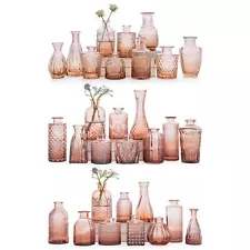 Amber Glass Bud Vase Set of 30 - Small for Flowers Bud - in Bulk Cute Mini Vi...