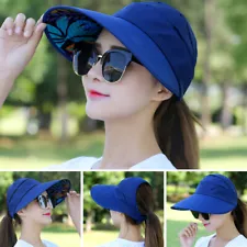 Womens Ladies Hat Visor Anti-UV Sun Beach Foldable Hot Sale Wide Brim Cap Summer