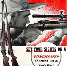 Winchester Varmint Rifle 70 1930s Advertisement Lithograph Firearms Guns DWCC2