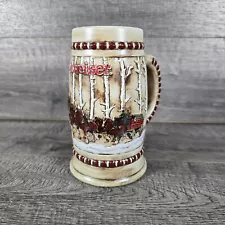 Budweiser Holiday Stein 1981 CS50 Snowy Woodlands Christmas Ceramarte