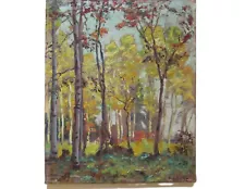 Antique painting by Harold Harrington Betts, 1926 The Edge Of The Woods Michigan