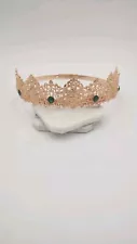 Metal Gold King Queen Crown Jeweled Adjustable