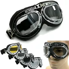 New Helmet Steampunk Chrome Motorcycle Aviator Goggles Vintage Retro Pilot