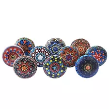 Hand Painted Vintage Ceramic Knobs for Kitchen Cabinet & Drawer Pulls Set of 10