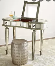 Horchow Vanity French Modern SILVER ANTIQUE MIRROR MAKEUP TABLE DESK $1800