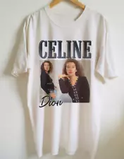 Vtg Celine Dion Music Star Cotton White Full Size Men Women Shirt