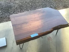 TB # 6, Walnut end table 33.5” long by 19” wide by 1 3/4” thick with Harpin legs