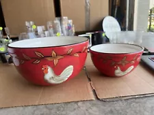 Vintage Mixing/Serving/Bread Bowls Rex With Rooster Motif