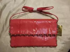 NWT ~ NICKI MINAJ Pink clutch purse Removable strap Gold chain accents 13" x 8"