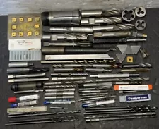 Lot of Machinist Lathe Tools HSS Taps Drills Carbide End Mills Cutters Metal