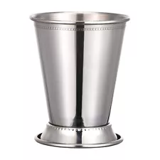 Mint Julep Cup Stainless Cocktail Cup 350ml Beaded Bottom for Mixed Drink Silver