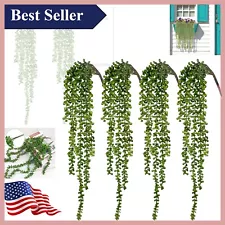 4pcs Artificial Hanging String of Pearls Plants for Vibrant Indoor and Outdoo...