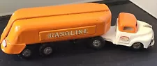 SSS GASOLINE TANKER SEMI TRUCK & TRAILER Tin Litho Friction SSS TOYS Japan 11 In