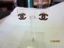 Authentic Chanel double "C" rhinestone earrings